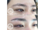 (80) feather eyebrows and eyeliner micropigmentation